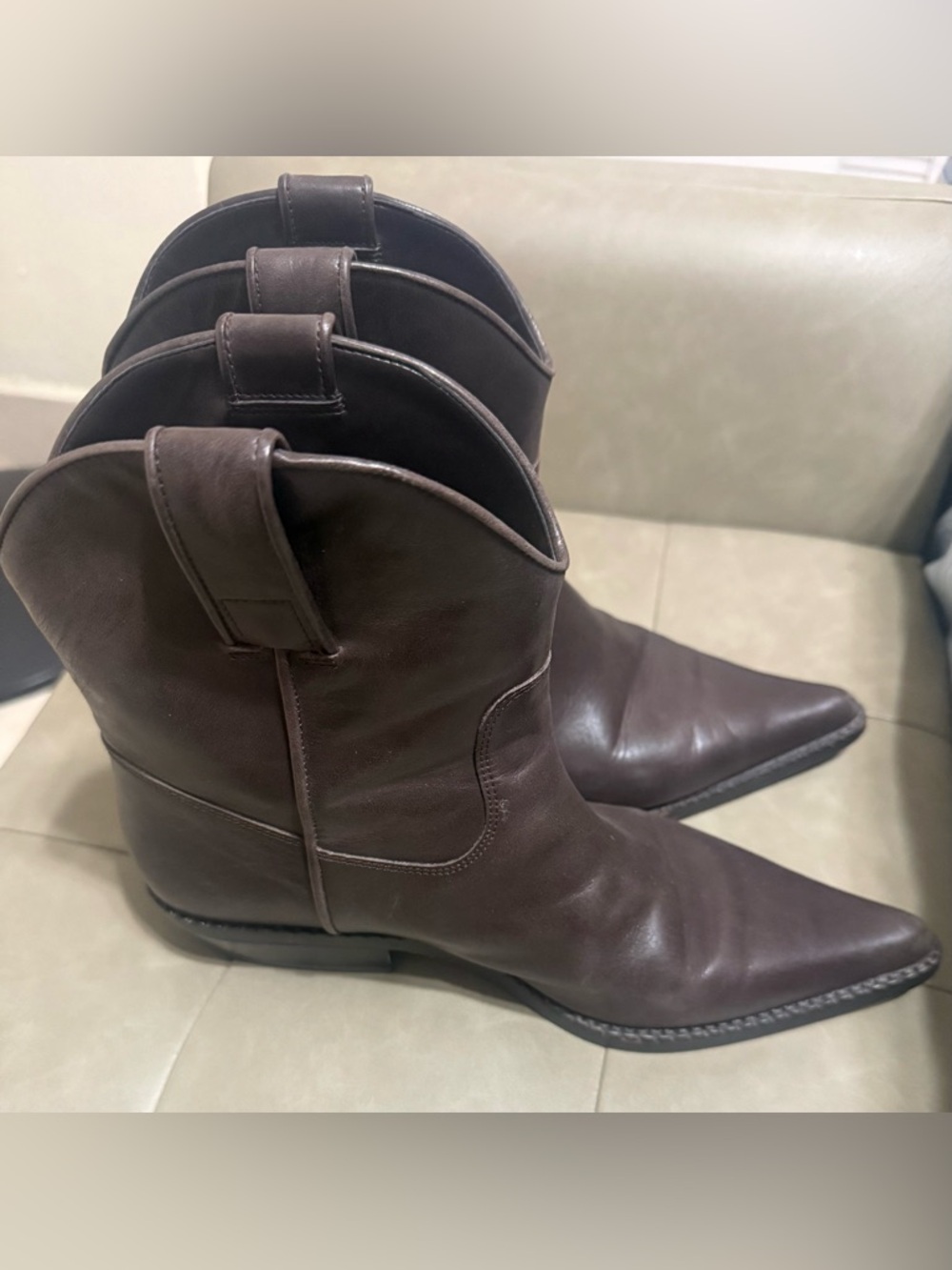Michael Kors Dark Brown Leather Ankle Boots - Picture 3 of 13